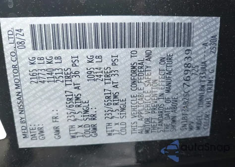 2025 Nissan Rogue S Intelligent Awd z USA, uszkodzony, nr VIN 5N1BT3AB2SC769839